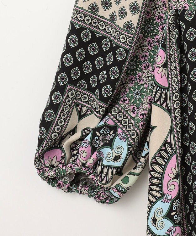 GRACE CONTINENTAL カフタンプリントロングワンピース ベージュ