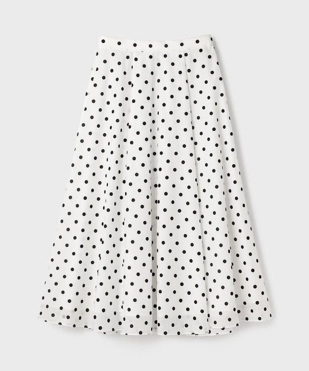 GRACE CONTINENTAL ドットフロッキータックスカート ホワイト