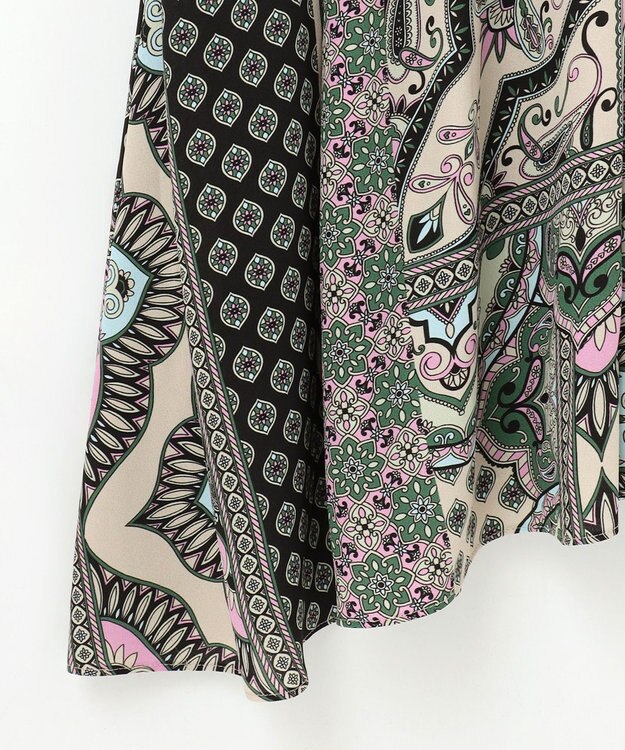 GRACE CONTINENTAL カフタンプリントロングワンピース ベージュ