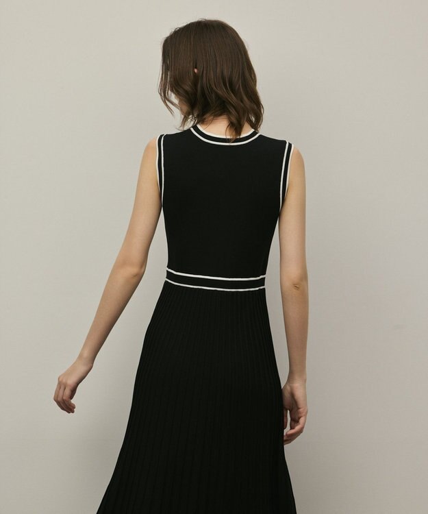 GRACE CONTINENTAL バイカラーボウタイニットワンピース ブラック