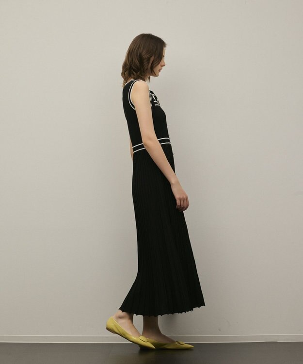 GRACE CONTINENTAL バイカラーボウタイニットワンピース ブラック