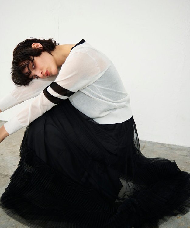 GRACE CONTINENTAL ラインVネックニットカーディガン バイカラー