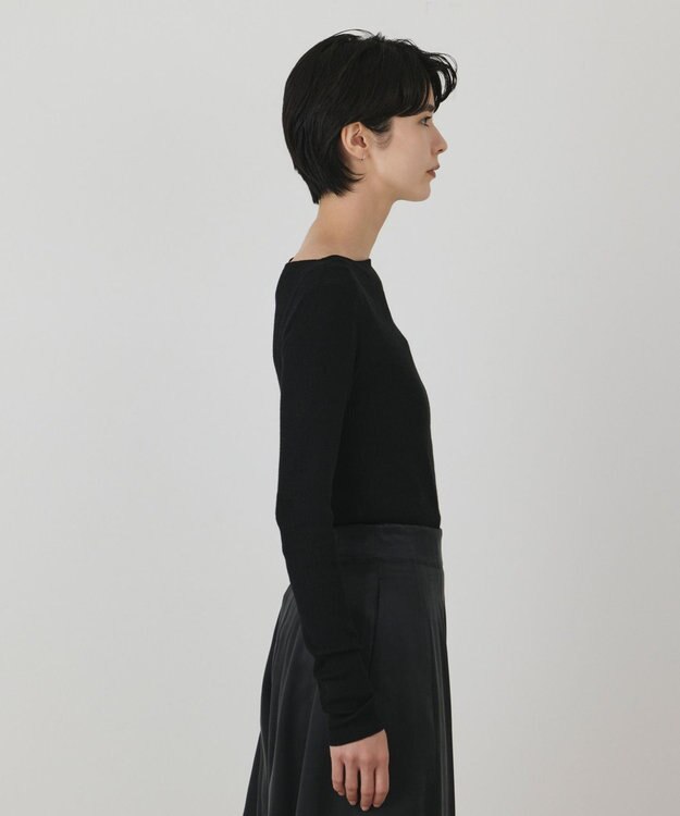 GRACE CONTINENTAL アシメリブニットトップ ブラック