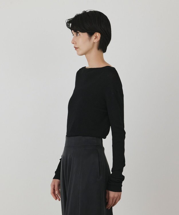GRACE CONTINENTAL アシメリブニットトップ ブラック