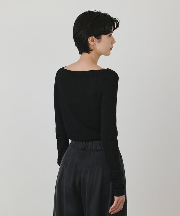 GRACE CONTINENTAL アシメリブニットトップ ブラック