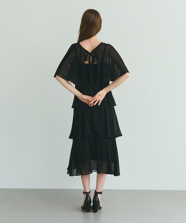 GRACE CONTINENTAL シフォンケープドレス ブラック