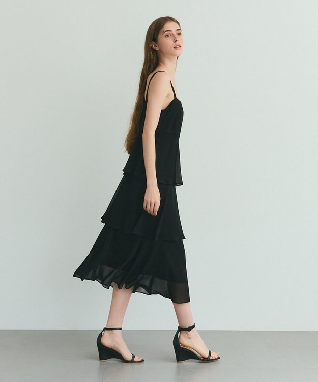 GRACE CONTINENTAL シフォンケープドレス ブラック