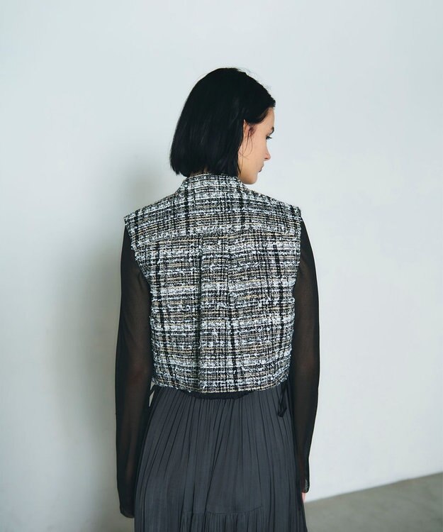 GRACE CONTINENTAL フリンジミニベスト ブラック