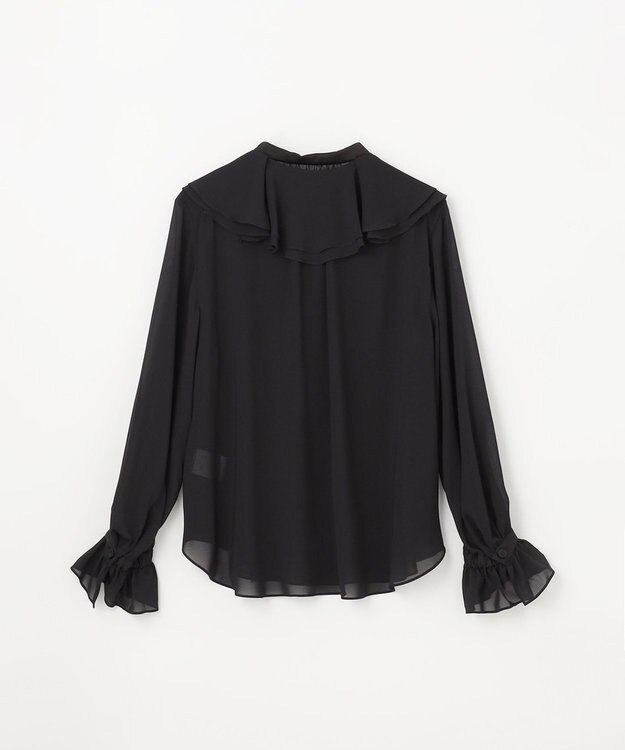 GRACE CONTINENTAL シアーラッフルカラーブラウス ブラック