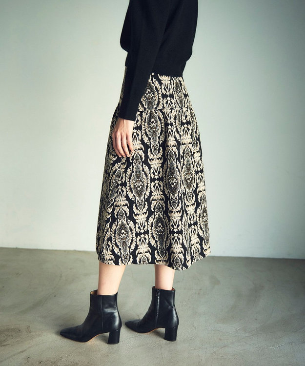 GRACE CONTINENTAL オーナメントジャガードスカート ブラック