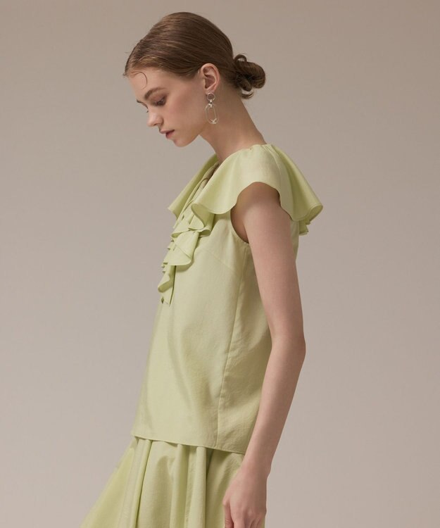 GRACE CONTINENTAL フリルカラートップ ライトグリーン
