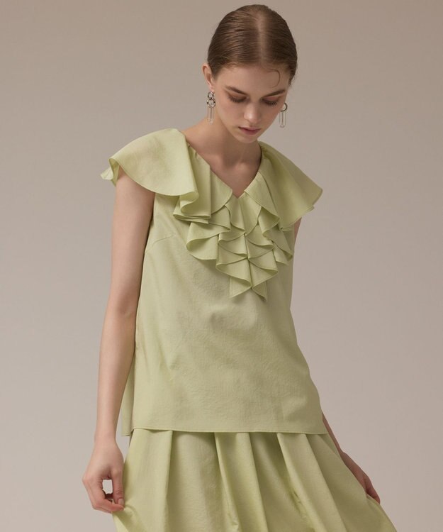 GRACE CONTINENTAL フリルカラートップ ライトグリーン