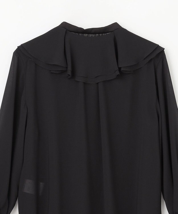 GRACE CONTINENTAL シアーラッフルカラーブラウス ブラック