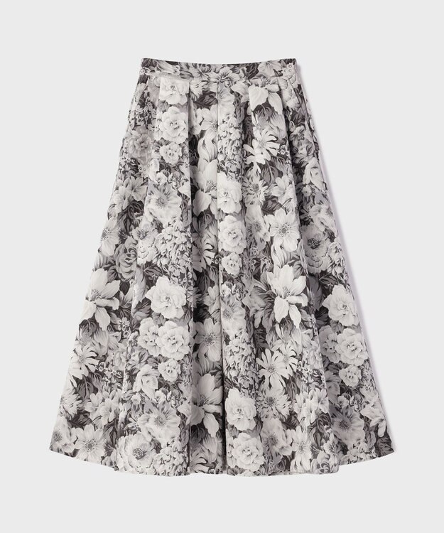 GRACE CONTINENTAL アンティークフラワータックスカート ブラック