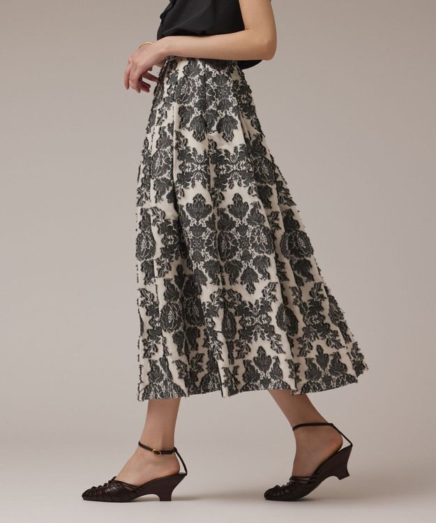 GRACE CONTINENTAL ダマスクジャガードタックスカート キナリ