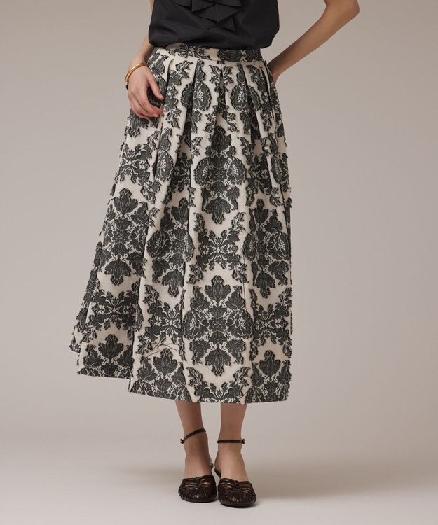 GRACE CONTINENTAL ダマスクジャガードタックスカート キナリ