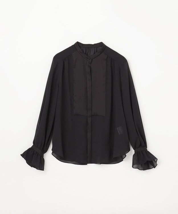 GRACE CONTINENTAL シアーラッフルカラーブラウス ブラック
