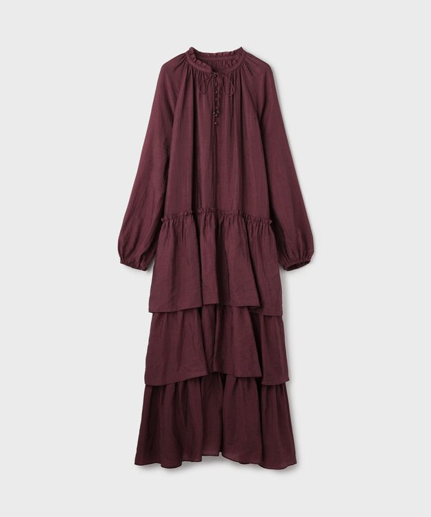 GRACE CONTINENTAL ヨウリュウティアードワンピース ボルドー