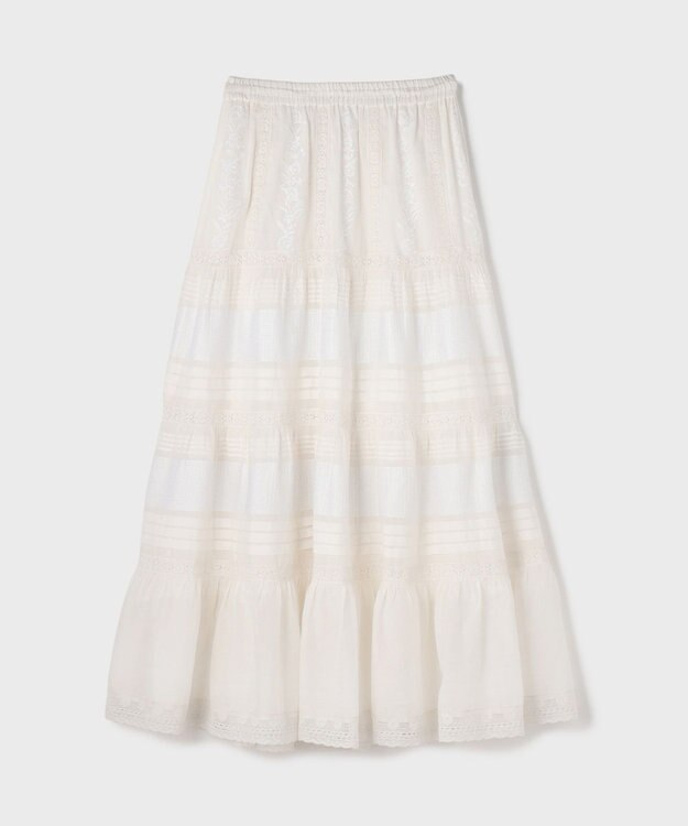 GRACE CONTINENTAL ピンタックティアードスカート ホワイト