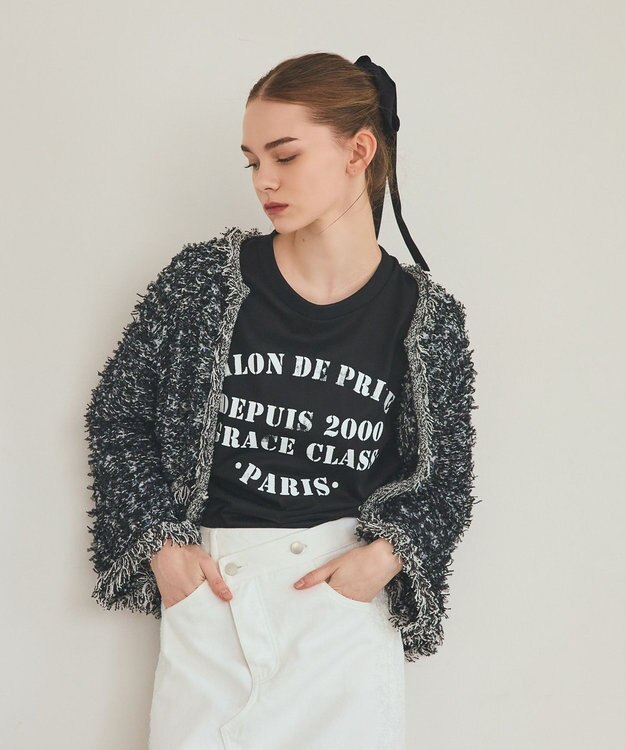 GRACE CONTINENTAL ステンシルレタードT ブラック