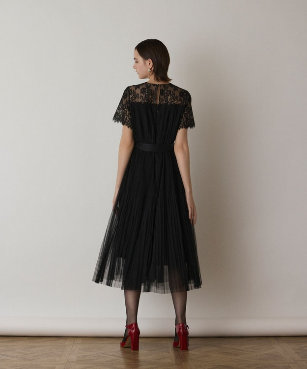 GRACE CONTINENTAL チュールプリーツドレス ブラック