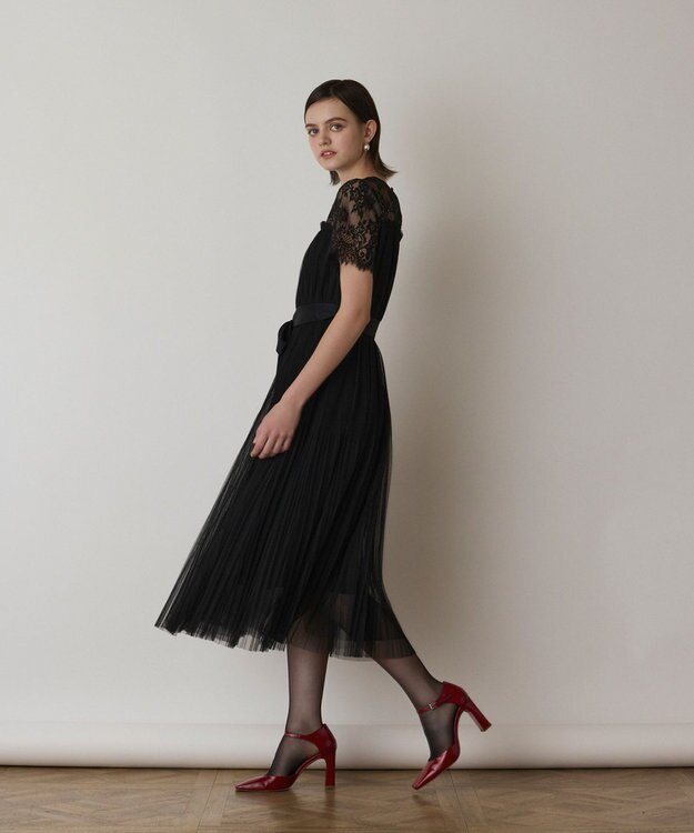 GRACE CONTINENTAL チュールプリーツドレス ブラック