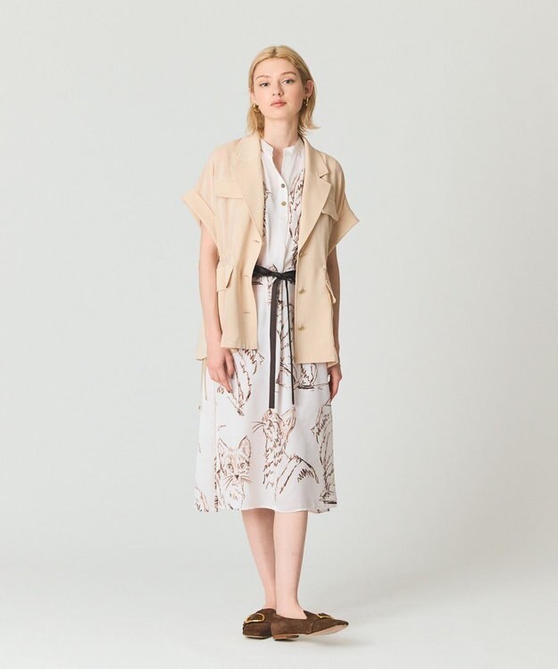 GRACE CONTINENTAL ドローイングキャットワンピース ベージュ