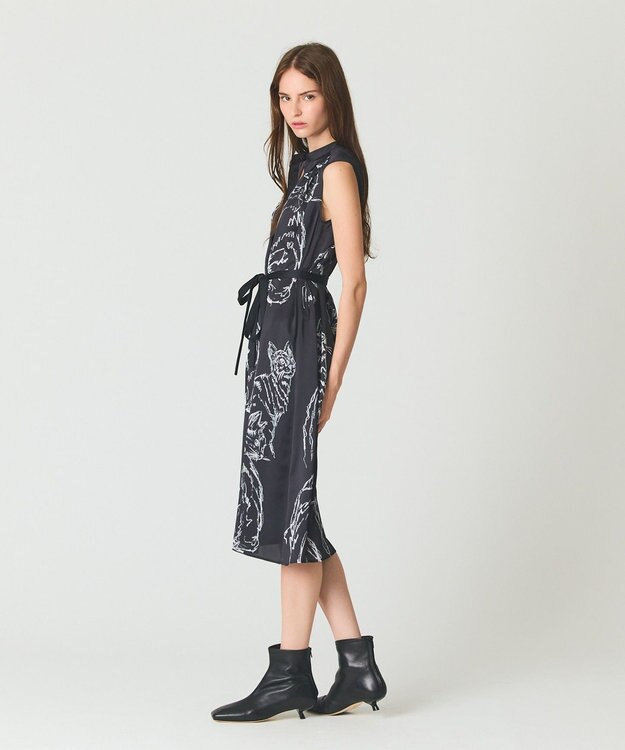 GRACE CONTINENTAL ドローイングキャットワンピース ブラック