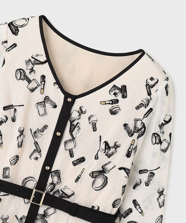 GRACE CONTINENTAL コスメフロッキープリントワンピース キナリ