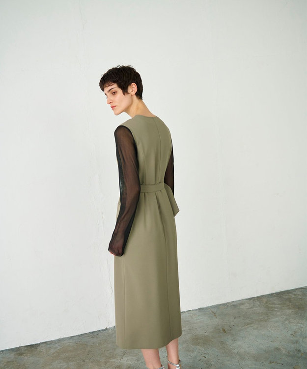GRACE CONTINENTAL ベルト付ジャンパースカート カーキ
