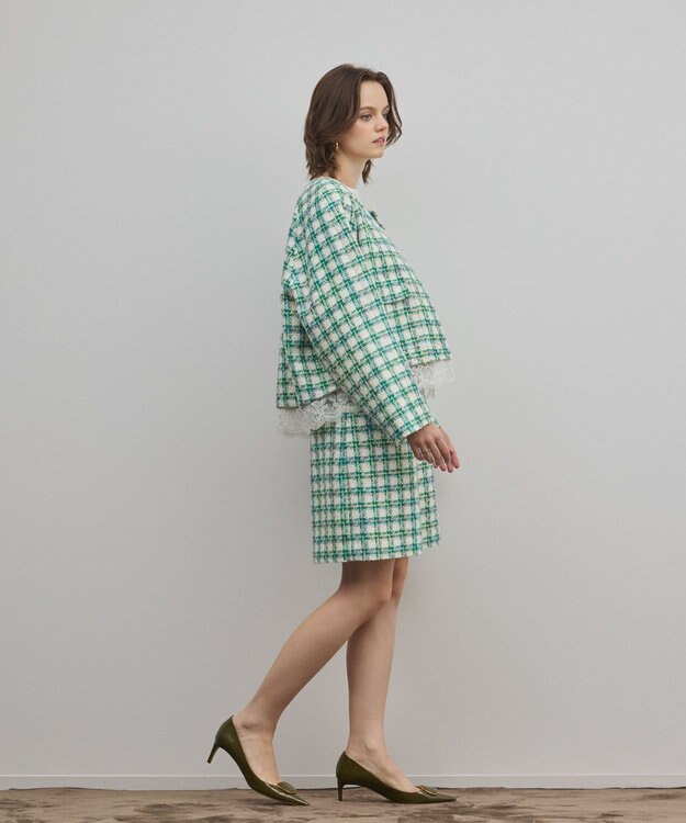 GRACE CONTINENTAL ツイードショートパンツ グリーン