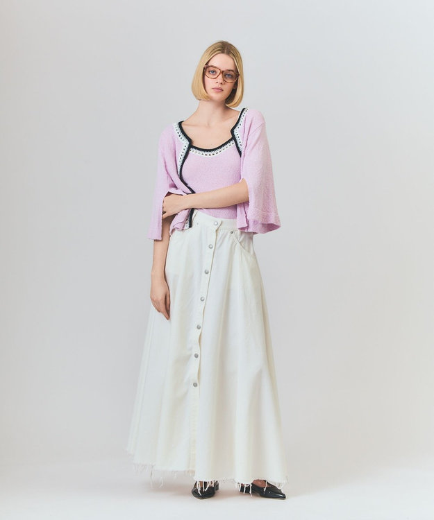 GRACE CONTINENTAL ツイーディーニットカーディガン ピンク