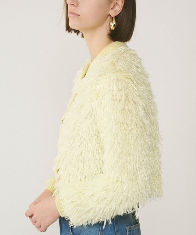 GRACE CONTINENTAL フリンジニットカーディガン イエロー