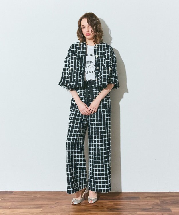 GRACE CONTINENTAL ツイードイージーパンツ ブラック