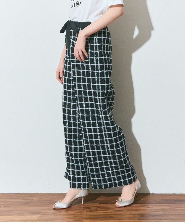 GRACE CONTINENTAL ツイードイージーパンツ ブラック