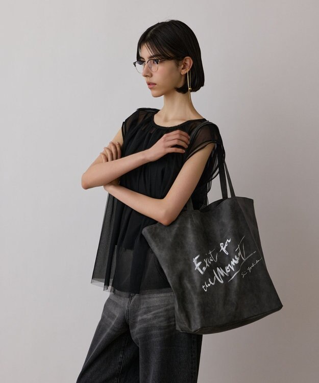 GRACE CONTINENTAL ロゴレザートート チャコール