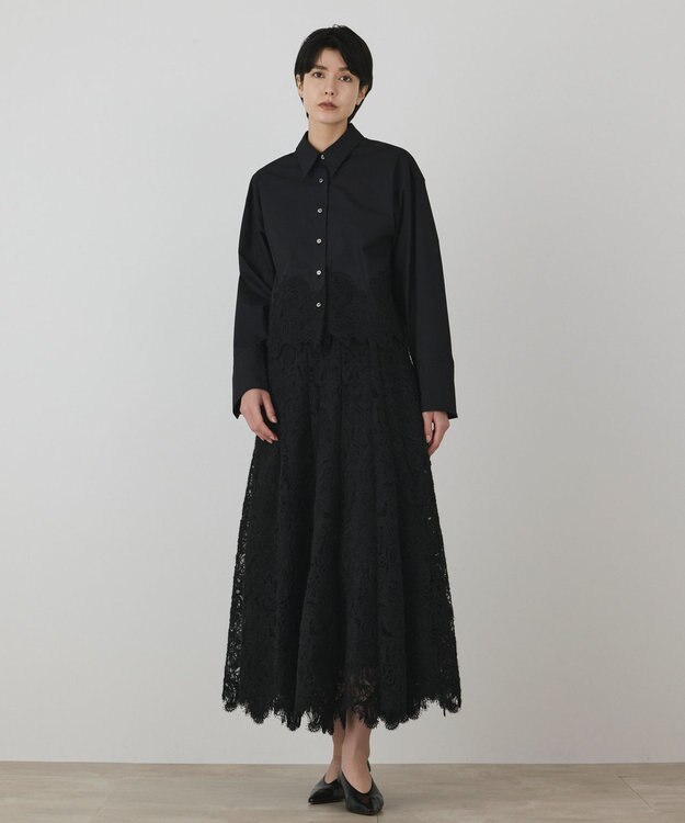 GRACE CONTINENTAL レースヘムシャツ ブラック