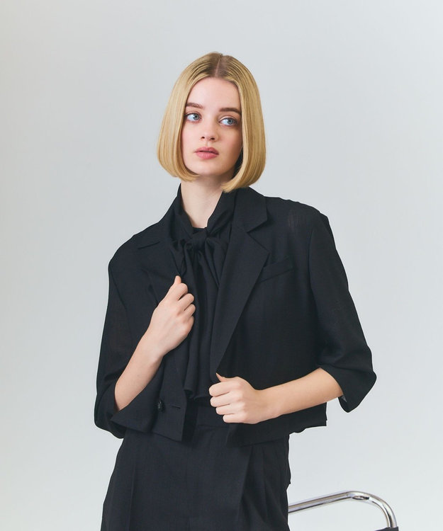 GRACE CONTINENTAL リネンライクシアージャケット ブラック