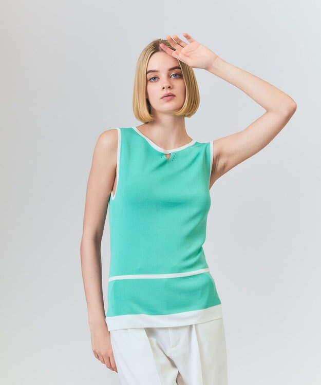 GRACE CONTINENTAL ラインニットノースリーブ ミント