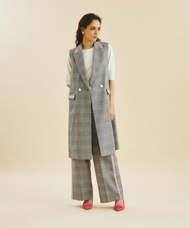 GRACE CONTINENTAL バックラインロングジレ グレー