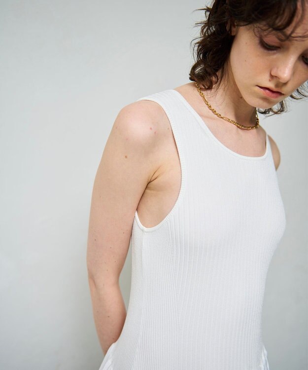 GRACE CONTINENTAL アメスリニットギャザーワンピース ホワイト