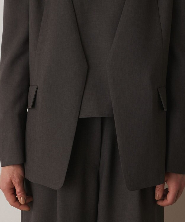 GRACE CONTINENTAL バックシャンノーカラージャケット チャコール