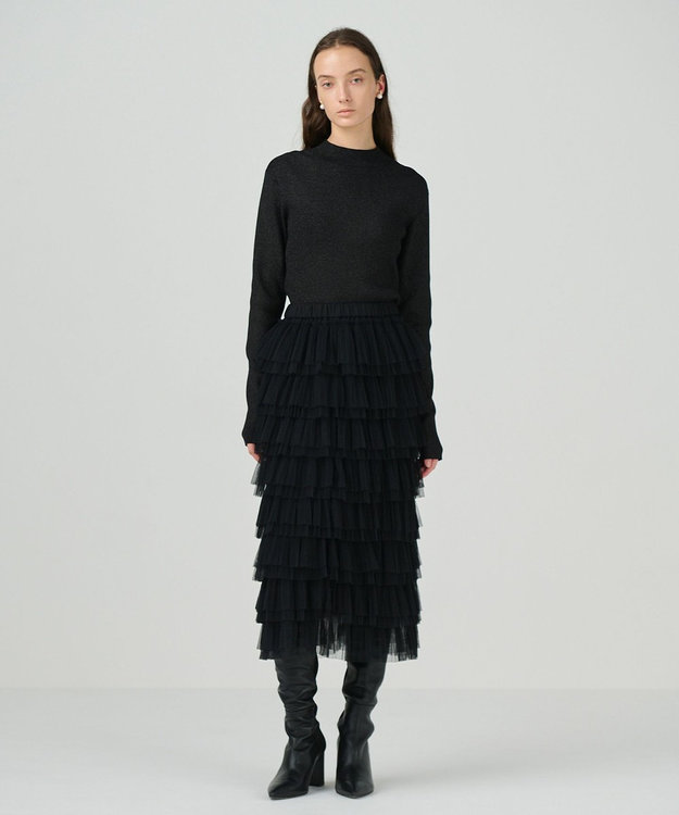 GRACE CONTINENTAL ラメハイゲージニットトップ ブラック