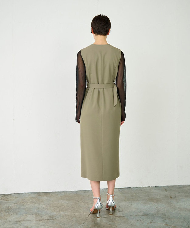 GRACE CONTINENTAL ベルト付ジャンパースカート カーキ