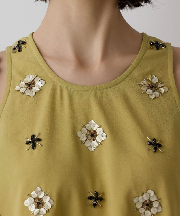 GRACE CONTINENTAL ビジューノースリーブトップ イエロー