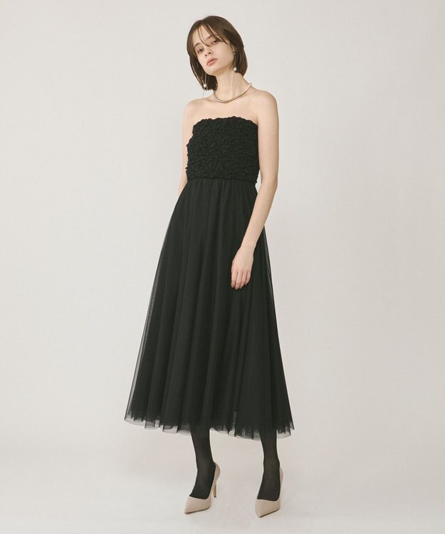 ◆ グレースコンチネンタル　チェックチュールドレス　ダイアグラム チュールチェックワンピース / GRACE CONTINENTAL | GRACE