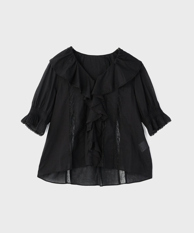 GRACE CONTINENTAL コットンフリルカラーブラウス ブラック