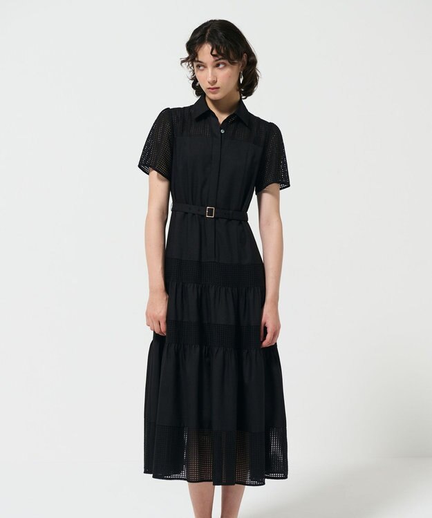 355y*美品 ダイヤグラム グレースコンチネンタルメッシュコンビ ワンピース. メッシュコンビシャツワンピース / GRACE CONTINENTAL | GRACE