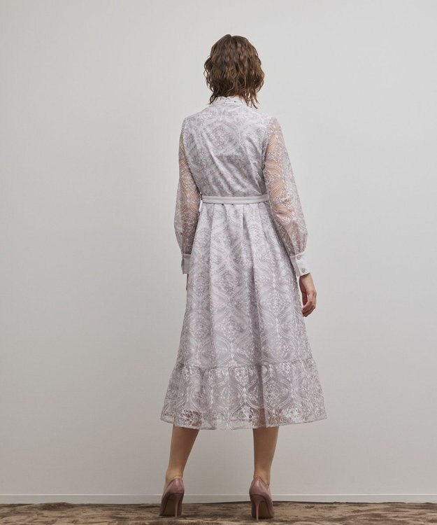 GRACE CONTINENTAL オーナメント刺繍フレアワンピース ラベンダー