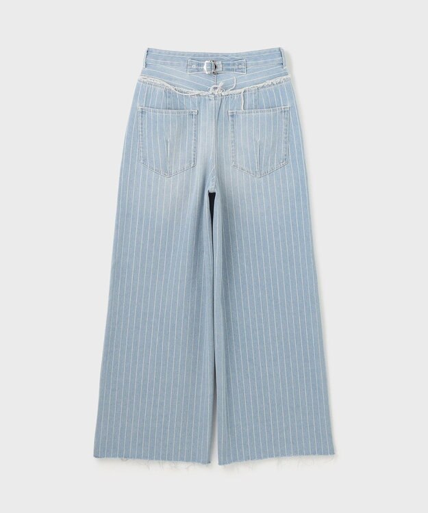 GRACE CONTINENTAL ヒッコリーデニムワイドパンツ サックス